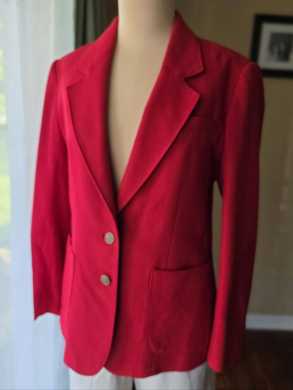 Vintage Carlo Stella Red Wool Blend Suit Jacket Blazer Coat Medium USA Made VTG